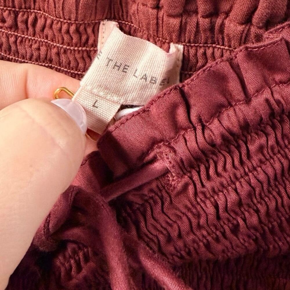 Laude The Label Smocked Midi Dress Square Neck Organic Large Mulberry - Picture 4 of 9